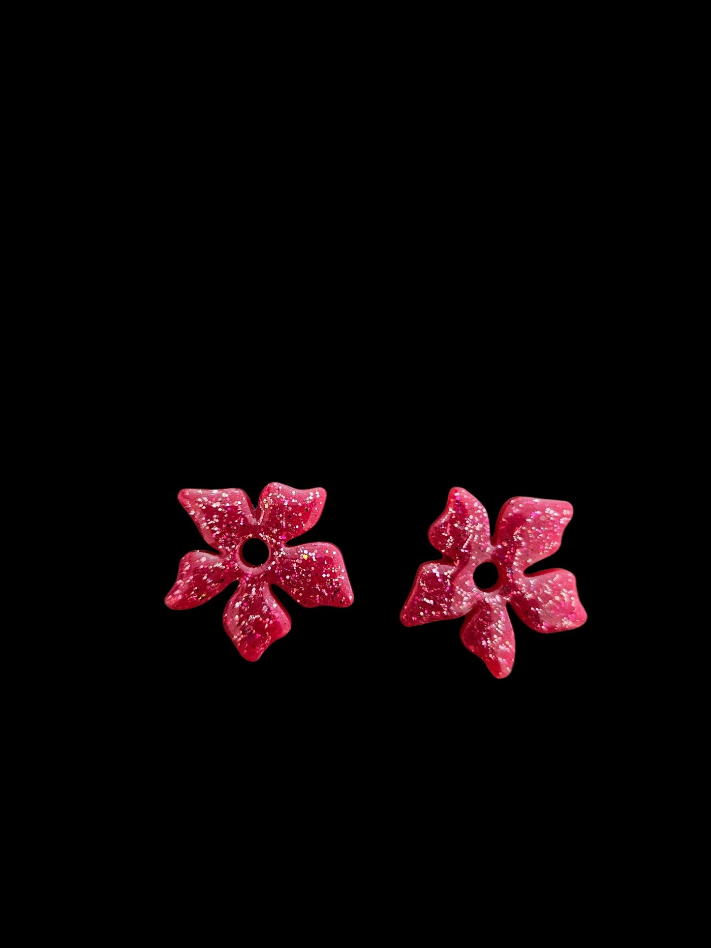 Pamilles fleurs rose à paillettes