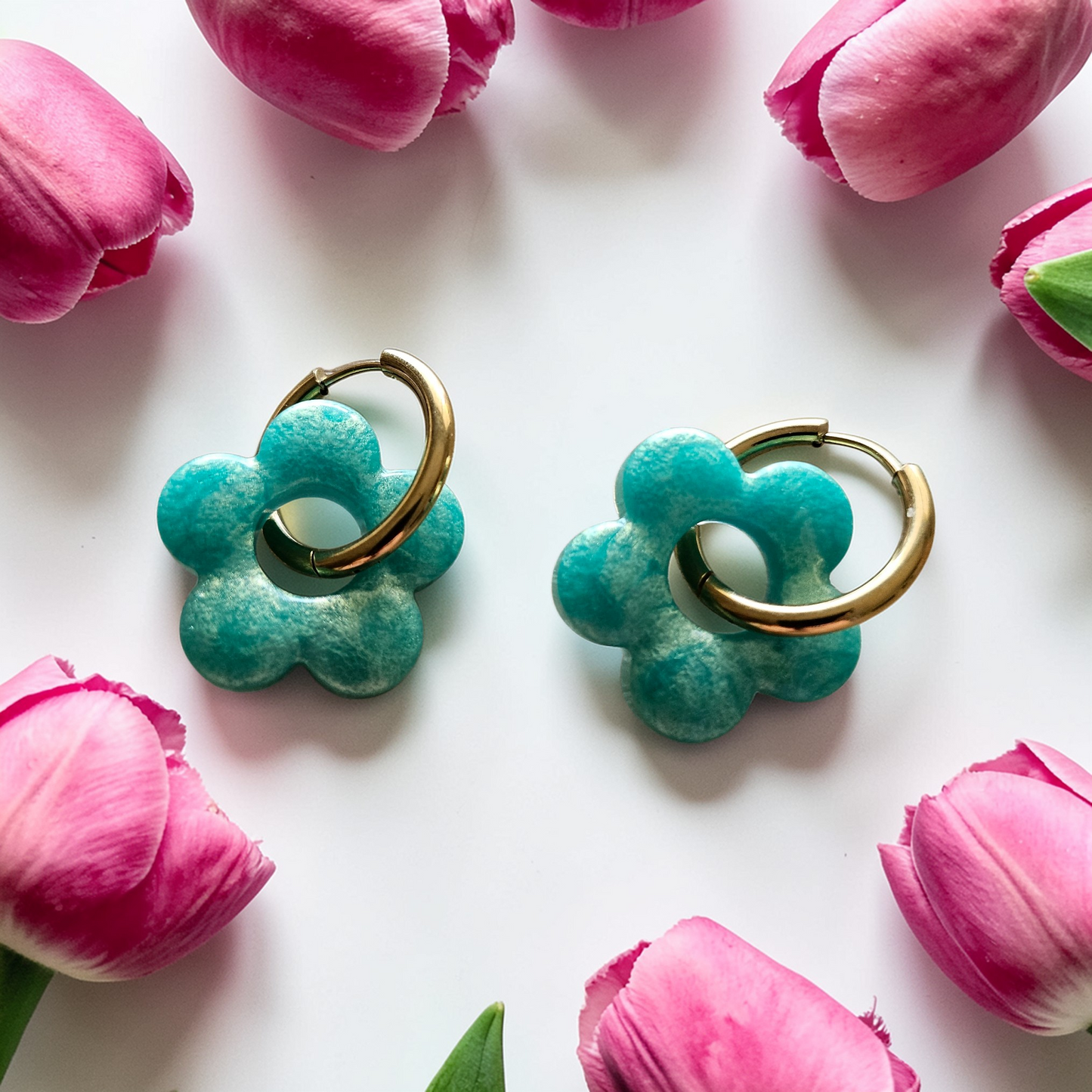 Pampilles fleurs vert nacré