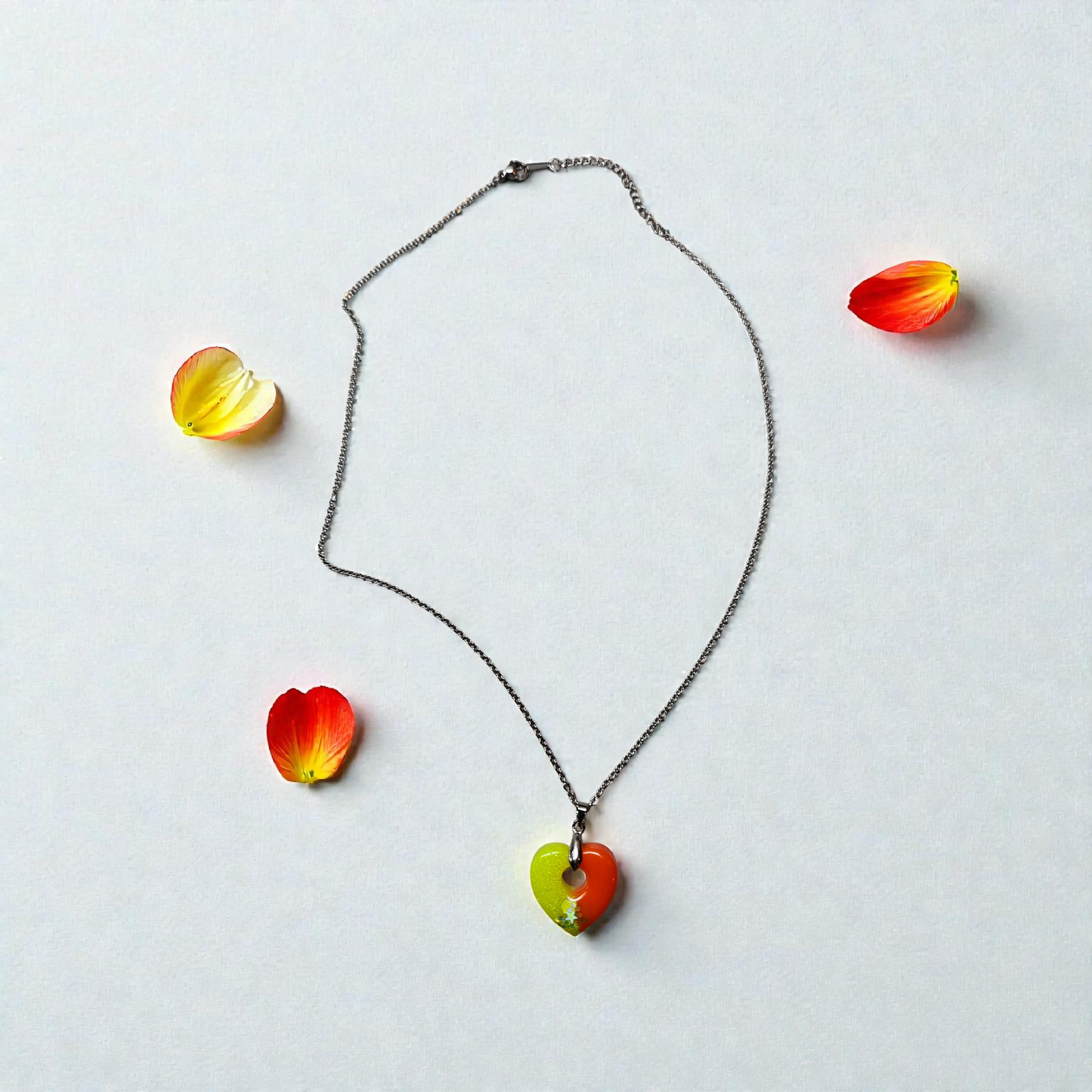Pendentif coeur orange/jaune