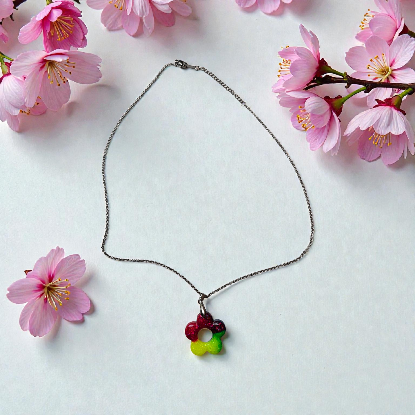 Pendentif fleur muticolor