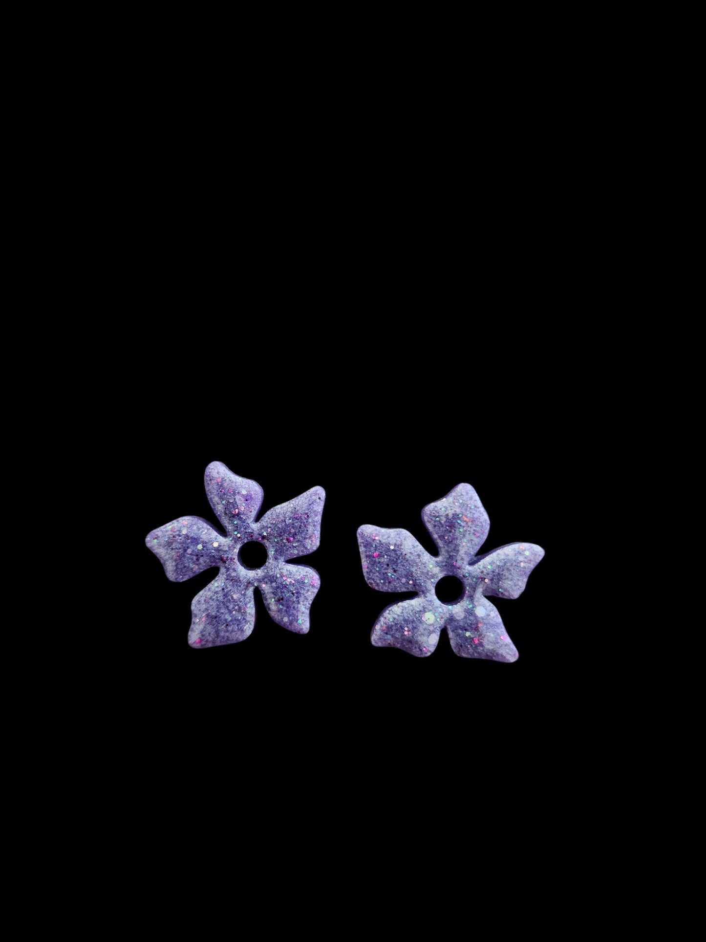 Pampilles fleurs violettes à paillettes