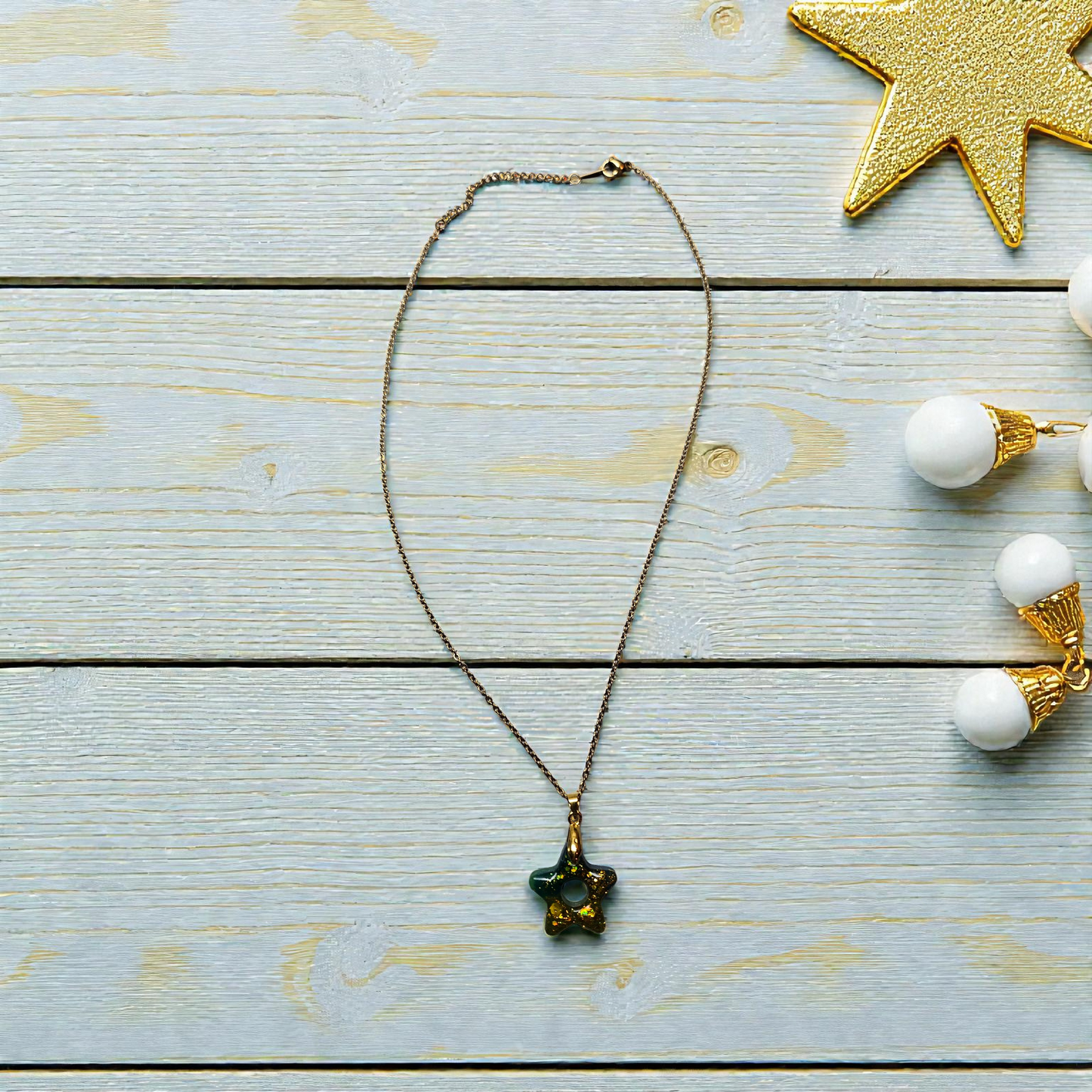 Pendentif étoile multicolores à paillettes doré