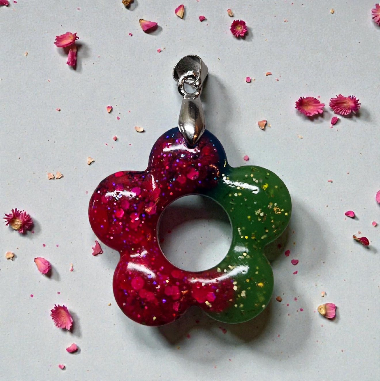 Pendentif fleur multicolores