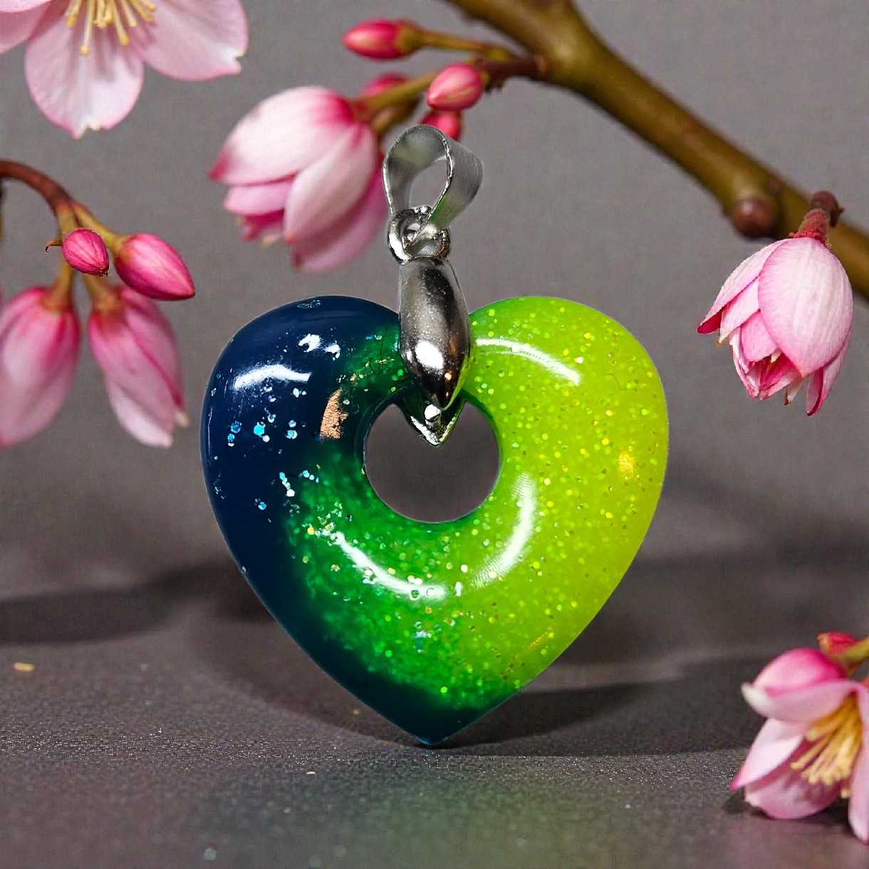 Pendentif coeur multicolores