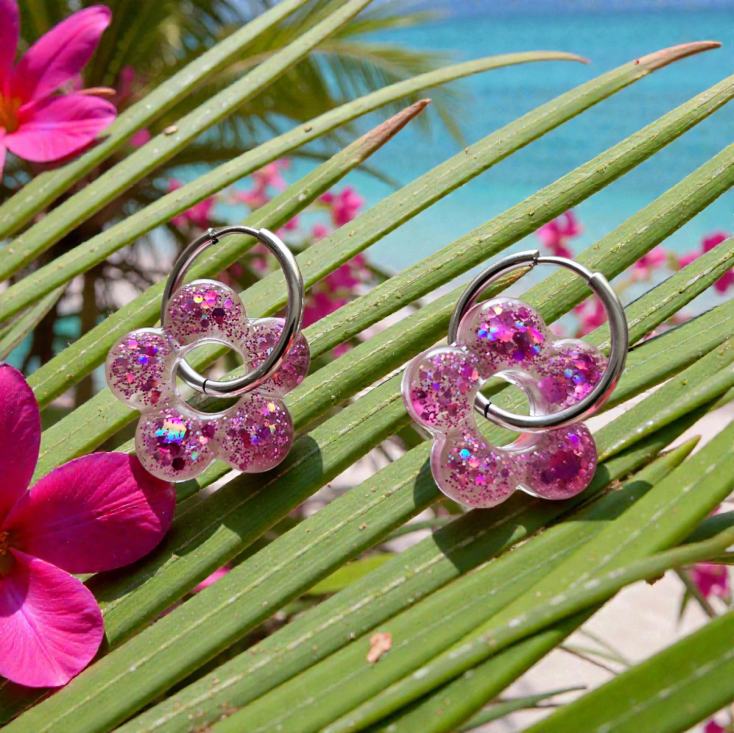 Pampilles fleur rose