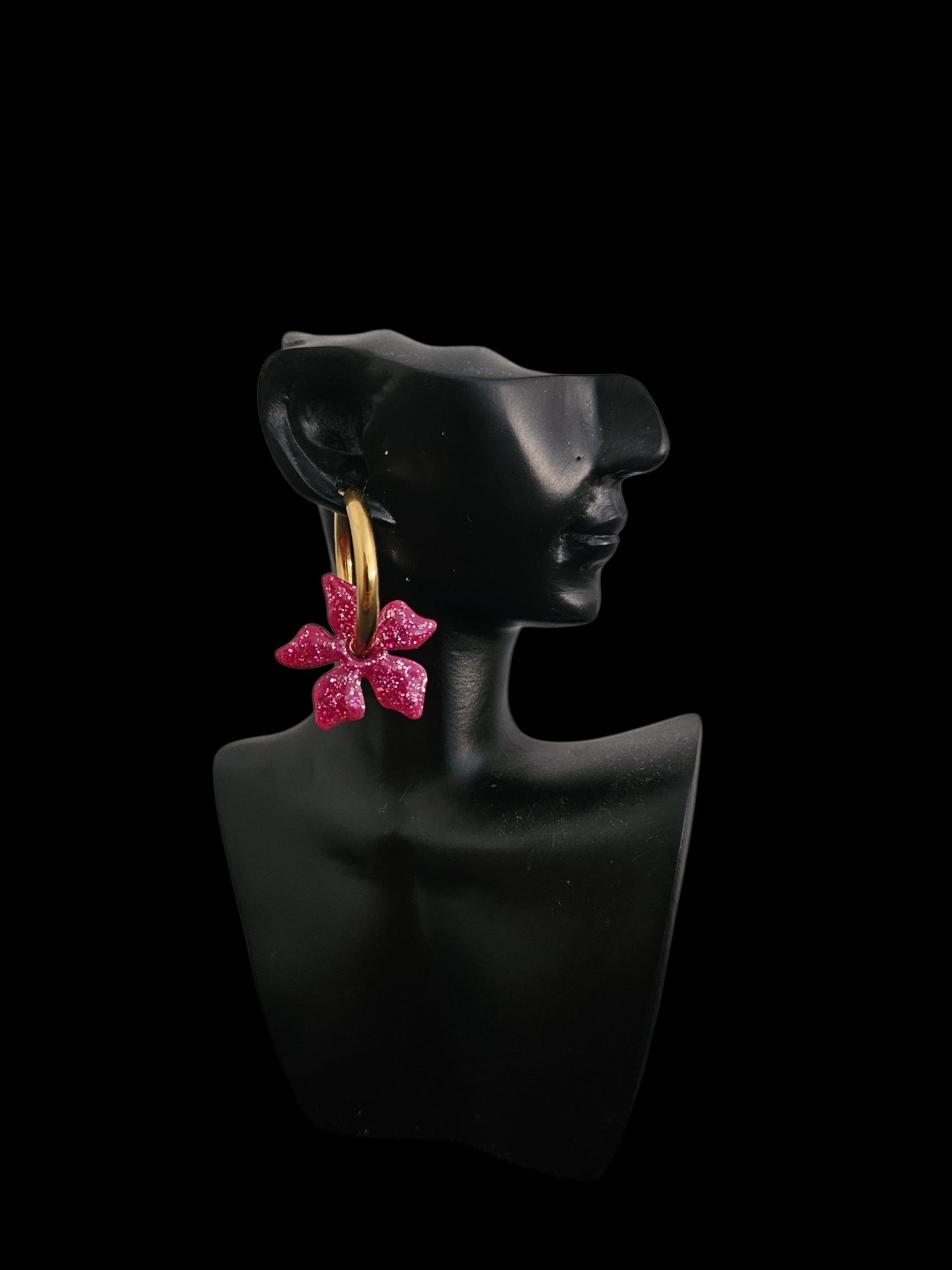 Pamilles fleurs rose à paillettes