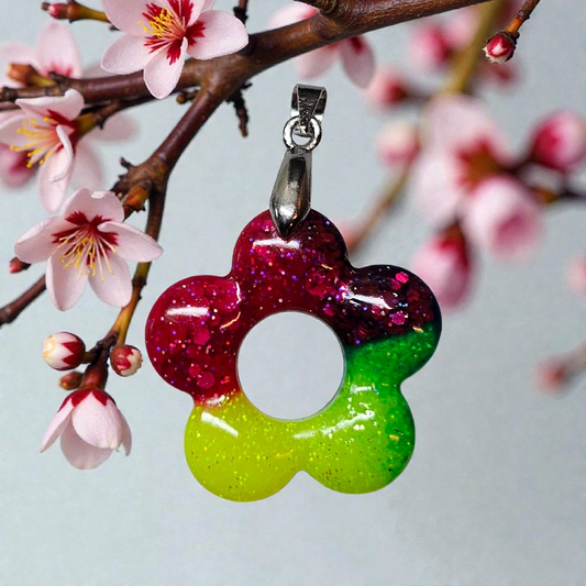 Pendentif fleur muticolor
