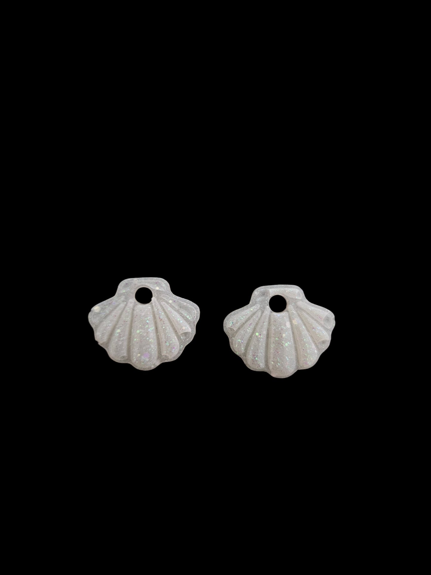 Pampilles coquillage blanc à paillettes