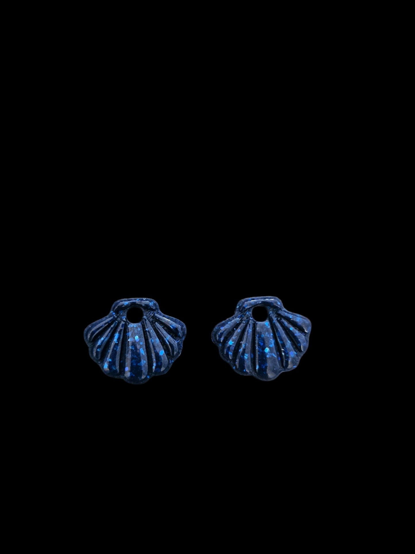 Pampilles coquillage bleu nuit pailletée