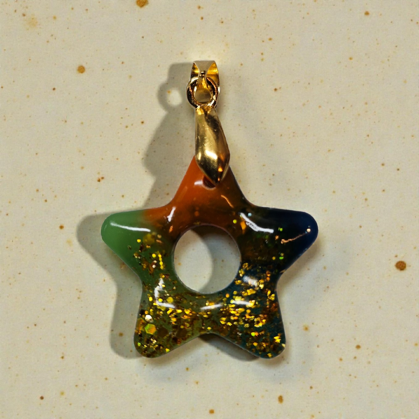 Pendentif étoile multicolores à paillettes doré