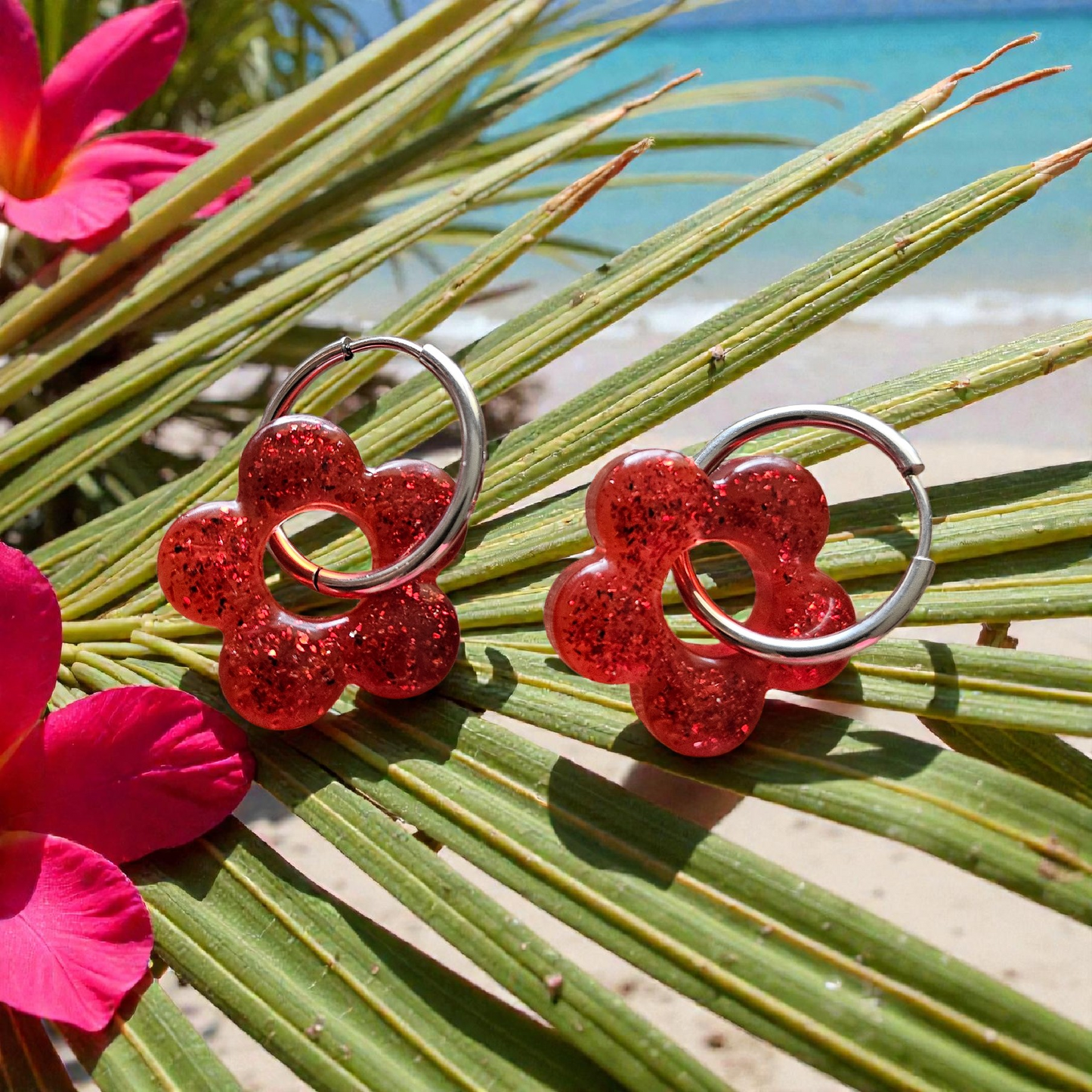 Pampilles fleur rouge